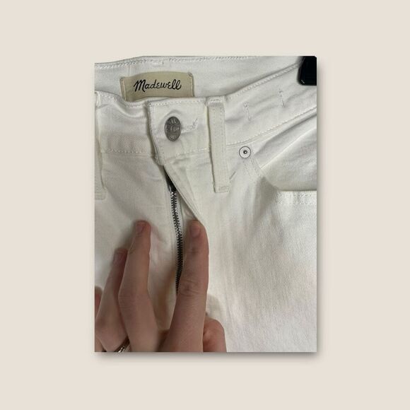 Madewell The Perfect Vintage Straight Jean in Tile White Ripped Knee Edition Siz - Picture 8 of 11